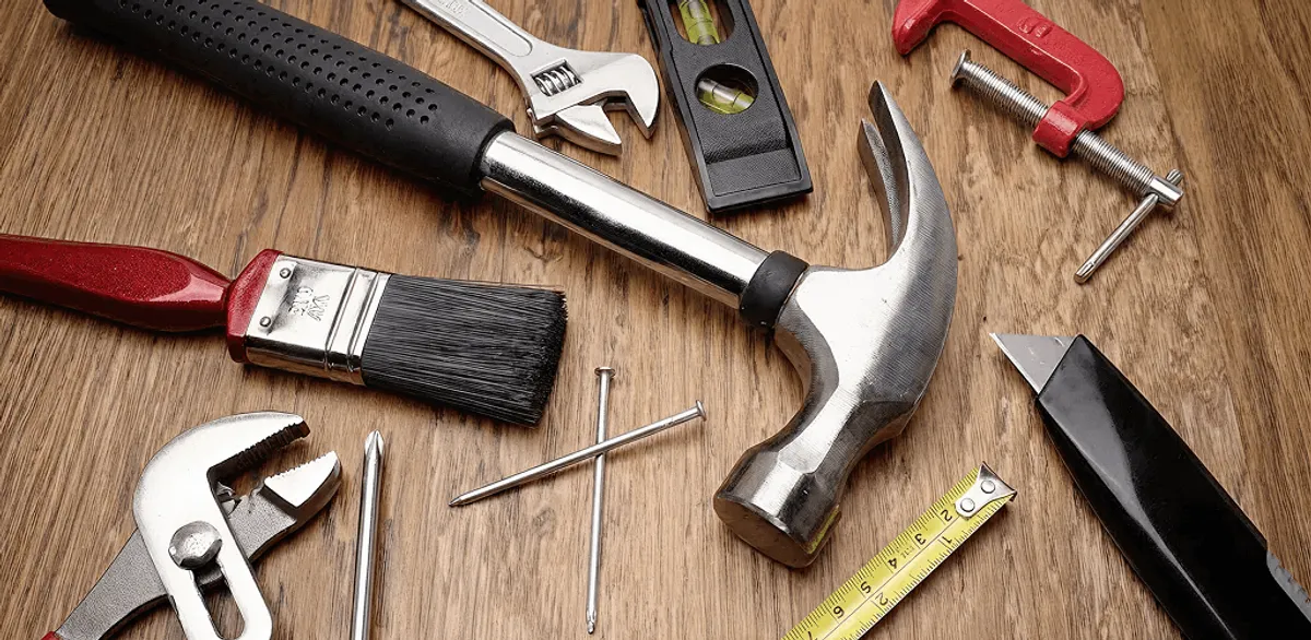 Handyman tools laid out for home repair and maintenance work in Sioux Falls, SD